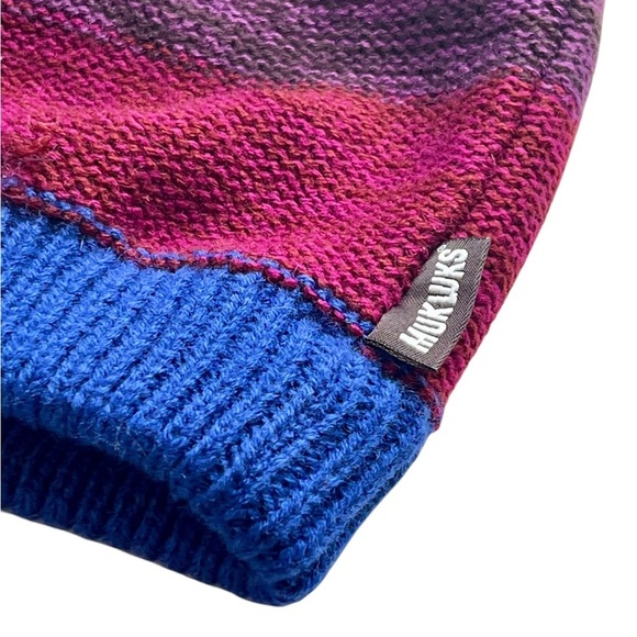 MukLuks Colorful Cozy Stripe Pom Pom Winter Beanie - Picture 2 of 6